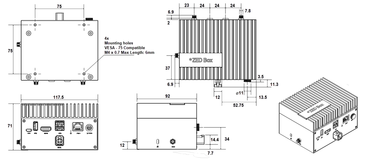 Mechanical Drawing - StereoLabs 16GB ZED Box Orin™ NX